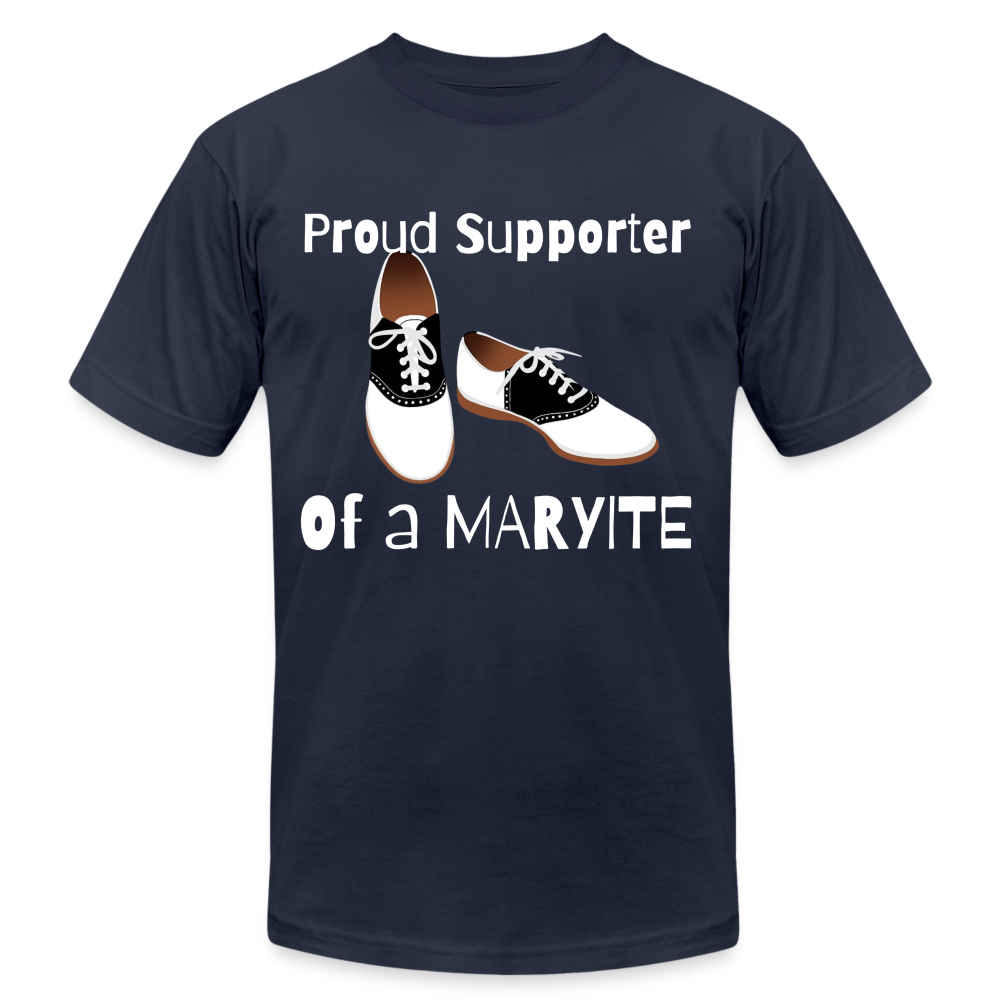 Supporter Blue & Gold Homecoming Crewneck T-Shirt - navy