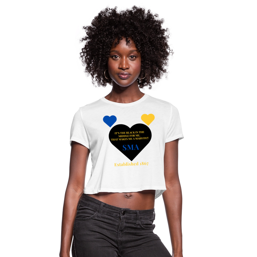 It’s the Black for me Cropped T-Shirt - white